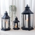 thumbnail image 2 of TRIROCKS Set of 3 Decorative Candle Lanterns18''&13"&10" H Hexagonal Candle Holder Vintage Metal Hanging Lantern with Tempered Glass for Garden Patio Wedding Event Indoors Outdoors(Black), 2 of 10