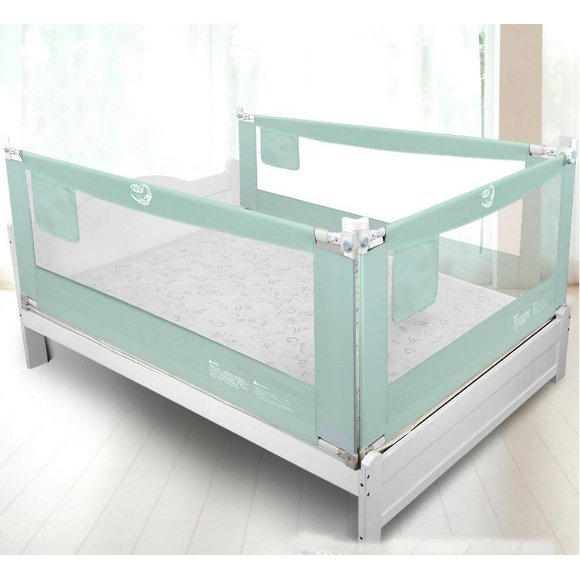 Toytexx 3 Piece Set Of King Size Bed Safety Guardrails For Infants Toddlers And Children Green 73 X 13 X 18cm