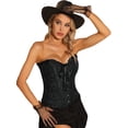 thumbnail image 1 of Corsé con Cordones para Mujer Corsé Victoriano sin Tirantes Bustier para Fiestas Halloween Carnaval  Negro XS, 1 of 5