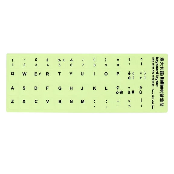 Uxcell Italian Keyboard Stickers Glow in the Dark Luminous Keyboard Replacement Cover, Black Lettering