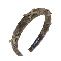 Unique Bargains 1 Pc Plaid Bow Headbands for Women Khaki
