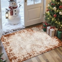 2x3 Entryway Rug Bathroom Rugs for Front Door Bedroom Kitchen, Washable Vintage Print Carpet, Floor Mat with Non Slip Backing