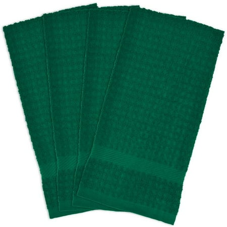 

Solid Dark Green Waffle Terry Dishtowel Set - Set of 4