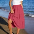 thumbnail image 7 of FAHXNVB Women's Gingham Skirt Summer Casual High Waist Tiered Plaid A-Line Midi Skirts Swing Ruffle Plaid Skirts,S,Hot Pink, 7 of 7