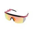 thumbnail image 3 of Semi Rimless Goggle Style Retro Rainbow Mirrored Lens ZigZag Sunglasses, 3 of 18