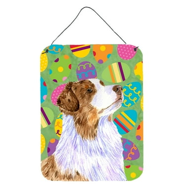 Australian Shepherd Easter Eggtravaganza Wall or Door Hanging Prints