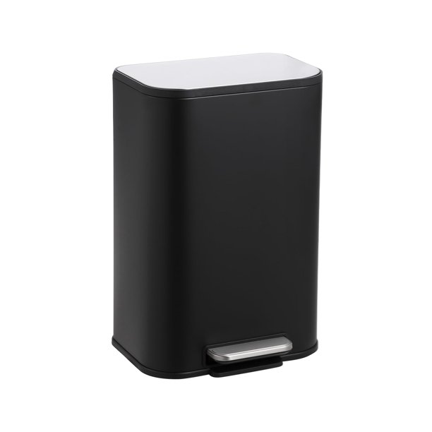 Yeshouse Papelera de acero inoxidable con tapa, pedal, cubo interior y cierre suave para cocina u oficina