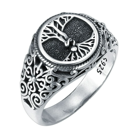 SOULMEET Christmas Gifts Viking Tree of Life Rings for Men 925 Sterling Silver Tree of Life Family Ring Jewelry Gift for Men Friend Father
