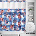 thumbnail image 2 of No Hook Shower Curtain, 250th Anniversary Shower Curtains for Bathroom with See Through Top Window, 4th of July Blue Red Stars Bow Plaid Waterproof & Washable Bath Curtain Long 72"x78", 2 of 9