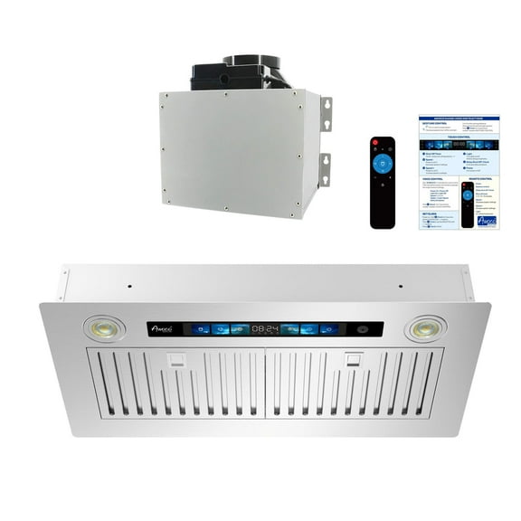 Awoco 28"Wx15"D Ceiling Insert Mount Split Quiet Range Hood with Voice, Gesture, Touch, Remote Controls, 800 CFM Kitchen Hood with 4-Speed Exhaust Fan, Stainless Steel Stove Hood with 6" Blower