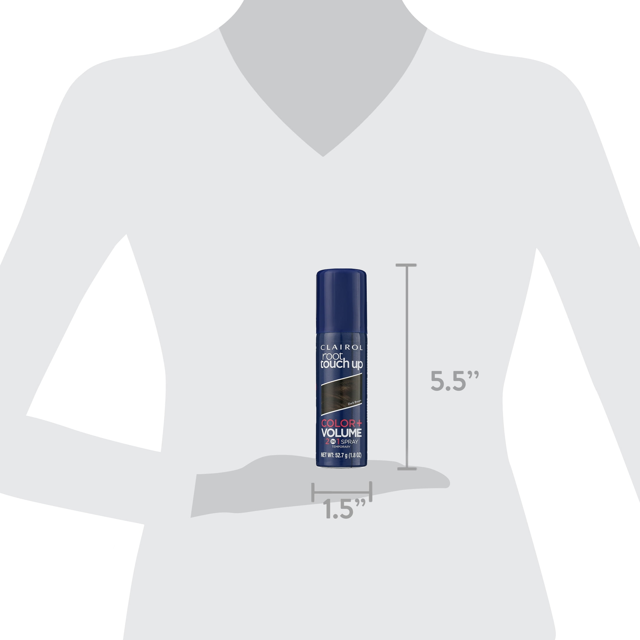 Clairol Root Touch-Up Color and Volume 2-in-1 Spray, Temporary Root Spray Hair Dye, Dark Brown, Hair Color, 1.8 oz