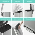thumbnail image 4 of Qualiazero 20 Gallon (75L) Stainless Steel Step-On Trash Can with Slow-Close Lid, Kitchen Garbage Bin, Fingerprint-Resistant, Rectangular Profile - Silver, 4 of 14