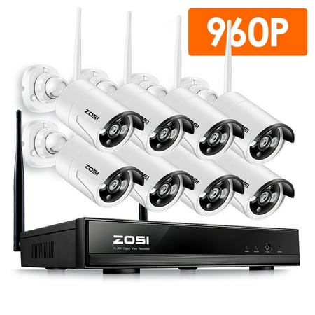 ZOSI Wireless HD 960p 8 Channel NVR Outdoor Home Surveillance System with 8 Bullet Security IP