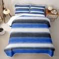 thumbnail image 2 of Homewish Blue Horizontal Lines Quilt King,Geometric Abstract King Coverlet Set,3pcs, 2 of 7