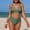 #218-Army Green, variant on Women's Bikini Set Two Piece Swimsuit Modest Bathing Suit Petal Hollow V Neck Top Mid Rise Bottom