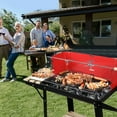 thumbnail image 3 of Portable Charcoal Grill, Four Legs with Wheels Square Enamel Charcoal Oven, Black Red, 3 of 9