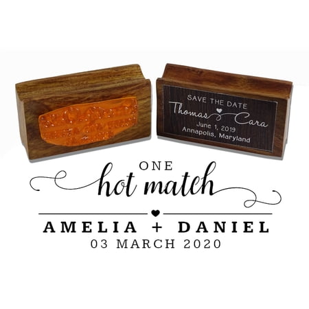 Printtoo Personalized Wood Mounted One Hot Match Rubber Stamp Wedding Favor Custom Stamper-2.2 x 0.86 Inches