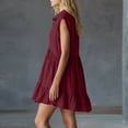 thumbnail image 5 of Fewfanhot Casual Summer Dresses for Women Summer Dress Notched V Neck Front Button Sleeveless Ruffle Hem Beach Vacation Mini Sun Dress, 5 of 5