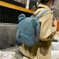 thumbnail image 4 of Xfvqtps Unisex Plush Backpack Cute Mini Kawaii Bear Ears Lamb Wool Adjustable Strap Lightweight Portable Bag Blue, 4 of 6