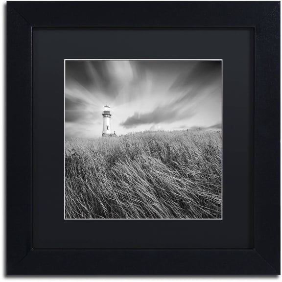 Moises Levy 'Yaquina Lighthouse III' Black Matted Framed Art