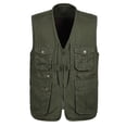 thumbnail image 2 of IROINNID Men's V-Neck Sleeveless Solid Color Loose Outdoor Vest Jacket Lightweight Cargo Vest With Pockets, 2 of 9