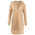 thumbnail image 5 of Seyurigaoka Women Juniors Solid Color Mini Dress, Long Sleeve V-neck Leisure Dress, 5 of 9