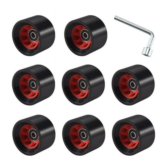 8 x Roller skate wheel(Bearings include) 1 x Mounting wrench-Black&red