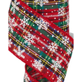 thumbnail image 2 of Tartan Snowflakes Christmas Tree Ribbon - 2 1/2" x 10 Yards, Wired Edges, Classic Red & Green Plaid, White Snowflakes, Presents, Garland, Gifts, Wrapping, Bows, Xmas Tree Topper Decor, Gift Bow, 2 of 4