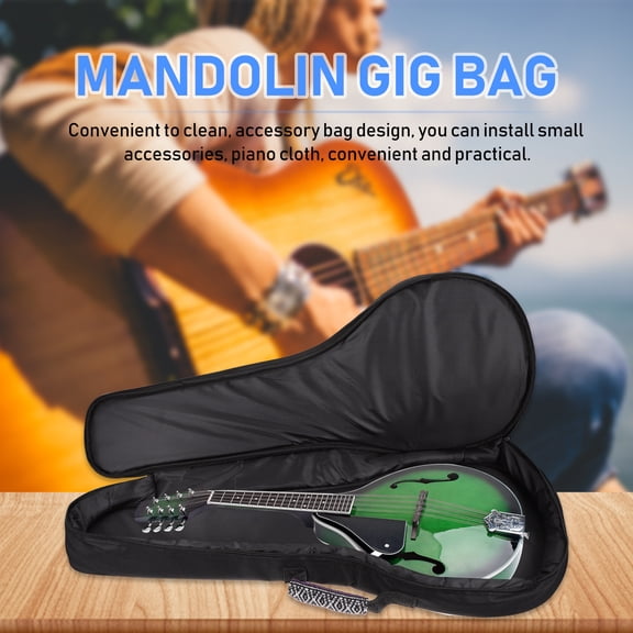 EXHUMKY 1Pack Portable Mandolin Case Thick Cotton Hands Storage Bag for Musical Instruments