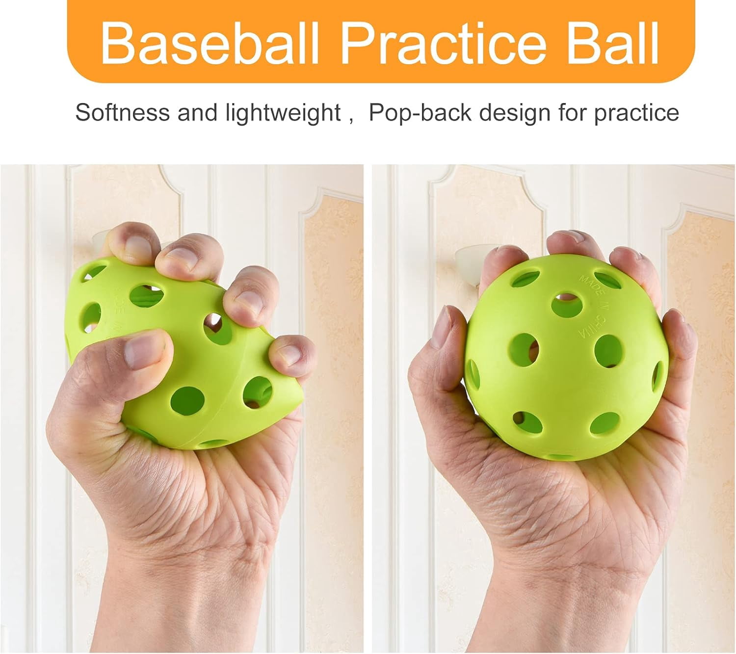 12/100 Pack Baseball Practice Balls Plastic Training Balls Lightweight Hollow Softballs with a Drawstring Bag for Hitting, Baseball Training Indoor Outdoor Use