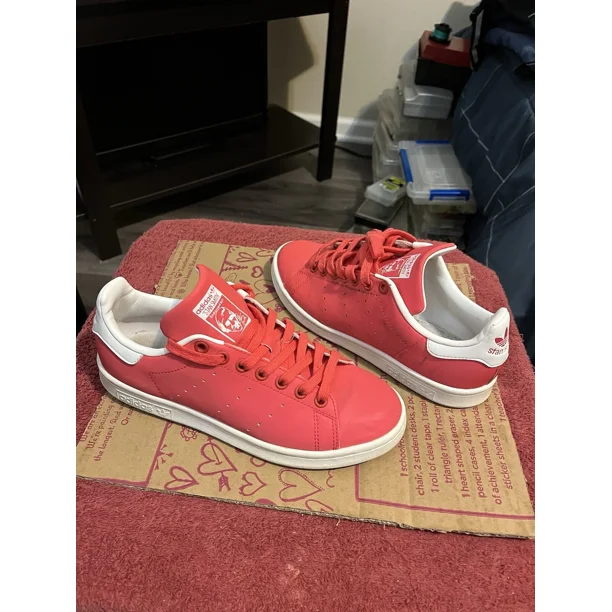 Adi - das Mens Originals Stan Smith B24715 Red Low Top Lace Up Sneaker Shoes Size 7