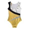 thumbnail image 2 of YIZYIF Kids Girls Metallic Ballet Dance Leotard Sparkle Rhinestones Sleeveless One Piece Gymnastics Unitard Gold 10, 2 of 5