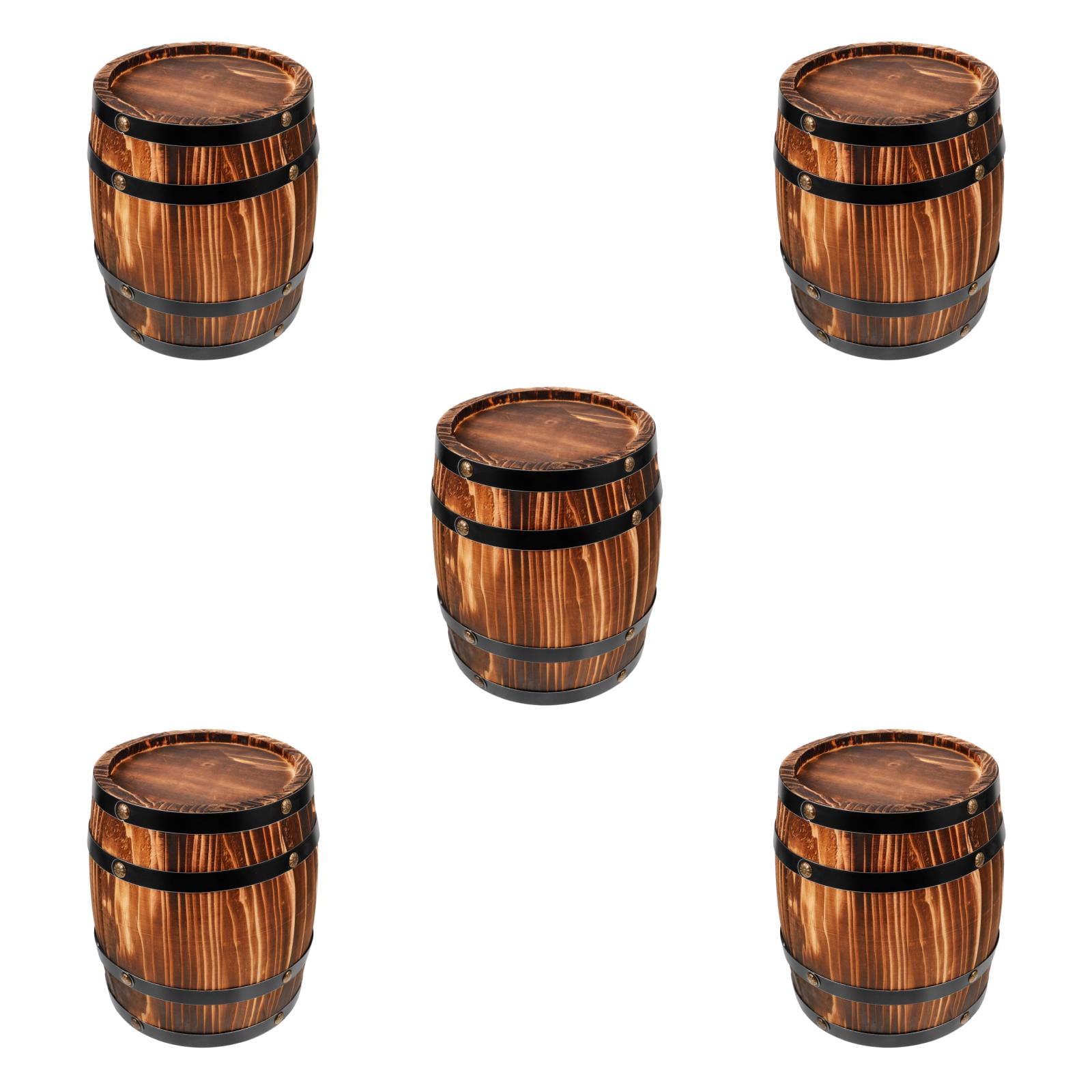 NUOLUX Rustic Dark Brown Wooden Wine Barrel Craft for Home and Commercial