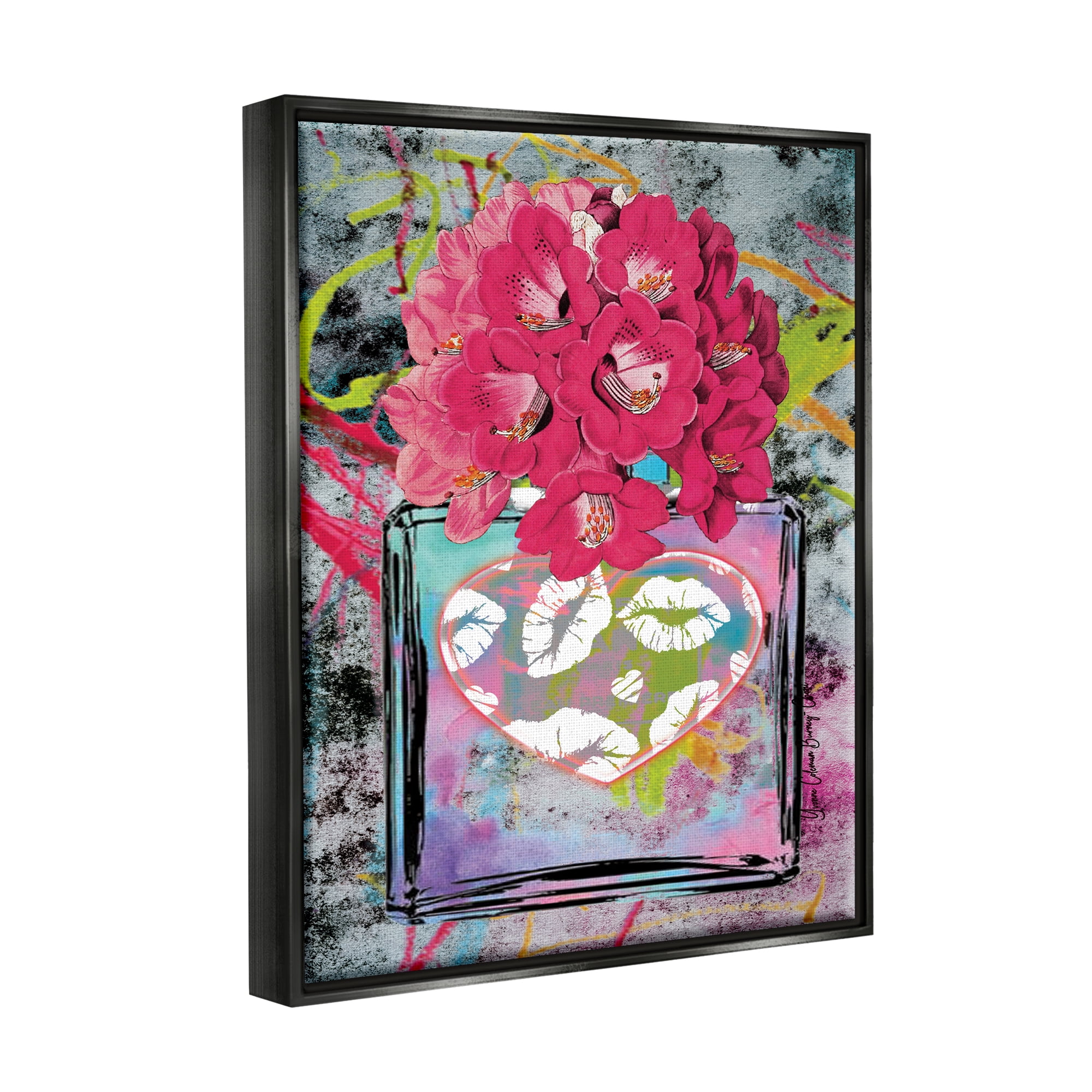 Stupell Industries Urban Glam Lily Bouquet Botanical & Floral Painting Black Floater Framed Art Print Wall Art, 17 x 21