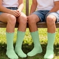 thumbnail image 5 of MKOSPLRT 6-14 Years Big Girls Socks 3 Pairs Toddlers Ruffle Sock Girl's Knee-High Stockings Kids Cozy Warm Solid Color Long Socks, 5 of 8