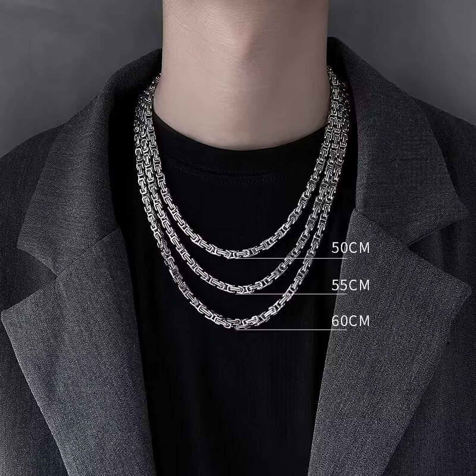 Fashion Trend Hip-Hop Stainless Steel Necklace for Men - Versatile American Style Titanium Steel Emperor Link Necklace