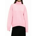 thumbnail image 2 of Women'S Sweater Fall Winter Chunky Knitted Pullover Ribbing Hem Trendy Basic Jumper Top Pink M, 2 of 8