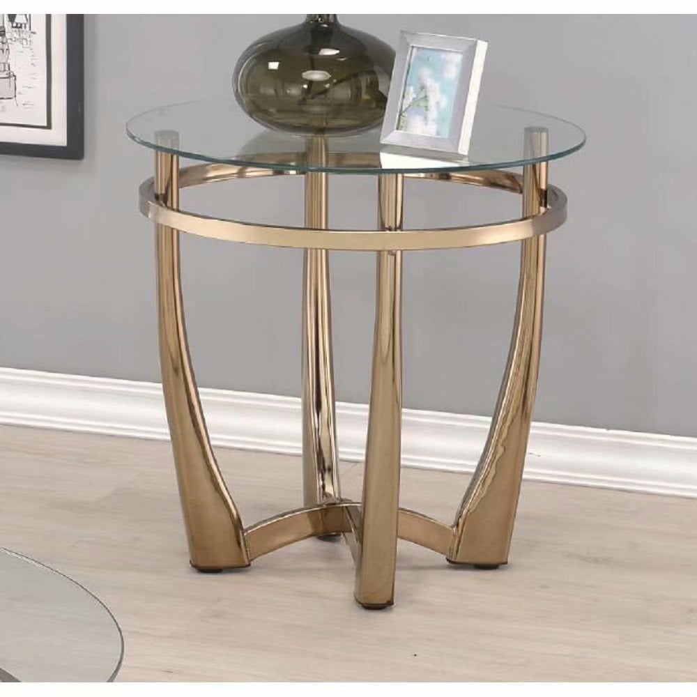 ACME Orlando II End Table in Champagne & Clear Glass 81612 Walmart