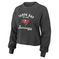 thumbnail image 4 of Women's WEAR by Erin Andrews Pewter Tampa Bay Buccaneers Waffle Knit Long Sleeve T-Shirt & Shorts Lounge Set, 4 of 5