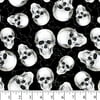 David Textiles Inc. Skull Toss Cotton Fabric 1 Yard Cut 36"x44", Black