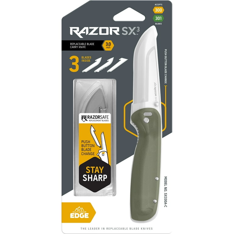 Outdoor Edge Razor SX3 Moss Green Replaceable Blade Carry Knife