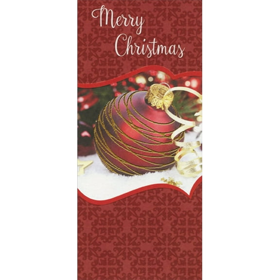 Designer Greetings Red Ornament with Gold Foil Package of 8 Christmas Money / Gift Card Holders
