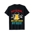 thumbnail image 1 of Help I've Fallen And I Can't Reach My Beer Funny Quote T-shirt Comfortable, Casual Short Sleeve, Daily Wear, All Season, Black, Men 220g, 1 of 5