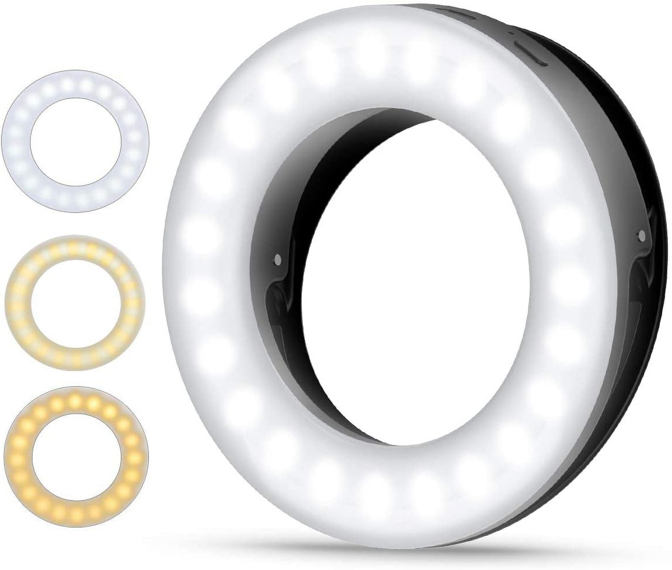 Anneau Lumineux Selfie Portable 128 LED - Température Couleur Réglable, Batterie 2000mAh, Magnétique - 12