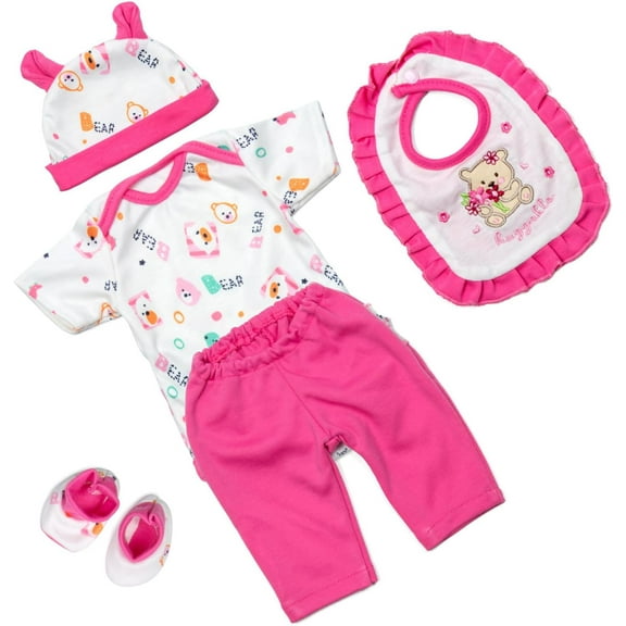 SharkTRUE Reborn Baby Doll Clothes 5 Pieces Set Girl's Outfit for 16-18 Inches Reborn Baby Dolls Baby Girl Doll Clothing