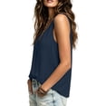 thumbnail image 5 of LNWUY Summer Tank Tops for Women Cotton Linen Gauze Shirts V-Neck Sleeveless Tunic Top Dressy Loose Lightweight Casual Blouses Blue L, 5 of 7