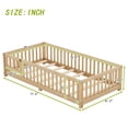 thumbnail image 4 of Aukfa Twin Floor Bed for Kids Children, Wood Montessori Bed Frame with Safety Guardrails and Door, Natural, 4 of 8