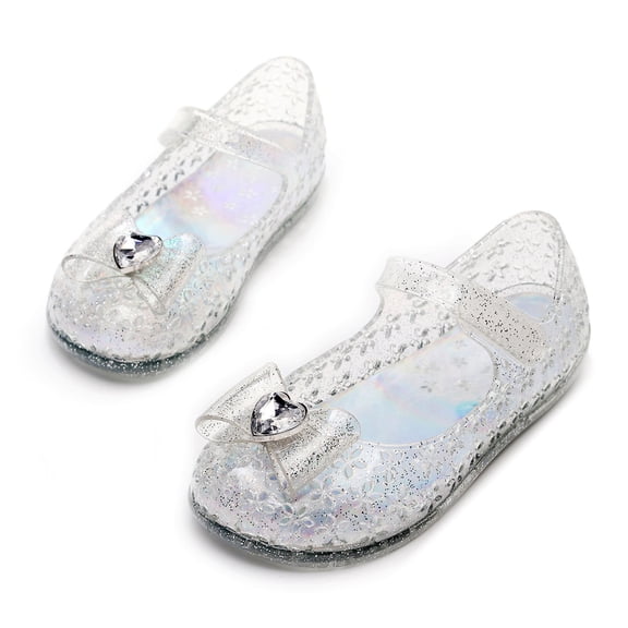 SAWOBUUN Girls Glitter Jelly Shoes Sparkle Princess Soft Sole Closed Toe Summer Beach Party Flat Sandals