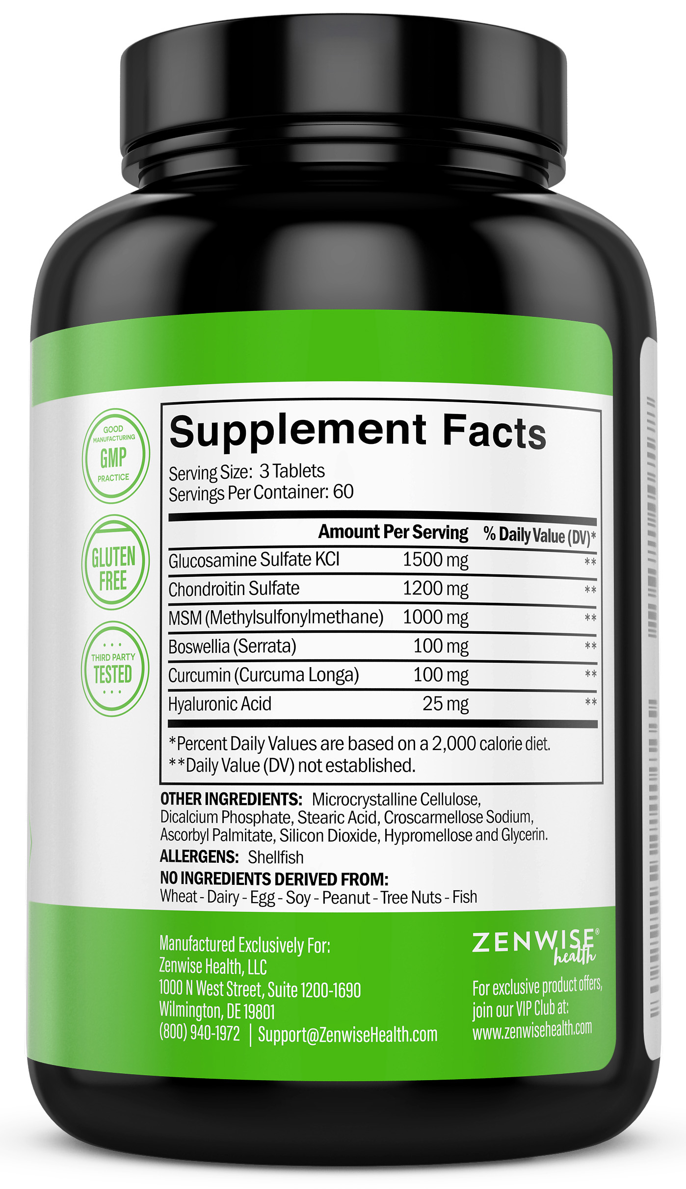 Zenwise Health Joint Support With Glucosamine Chondroitin 180 Ct Walmart Com