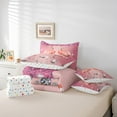 thumbnail image 4 of Flamingo Bed in a Bag Queen Comforter Set 7 Piece,Pink Sequin Fluid Art Bedding Set,Crystal Diamond Comforter and Sheet Set Woodland Animals Bed Set,Tropical Coastal Cute Room Decor, 4 of 5